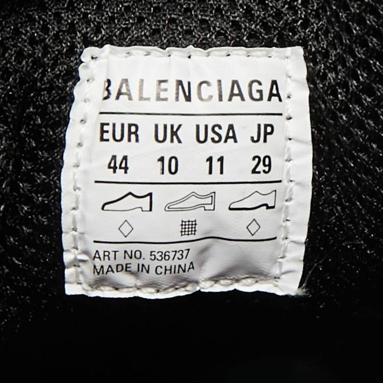 Pre Owned Balenciaga Triple S Allover Logo Size 44 Black Faux Leather Low Top Sneakers