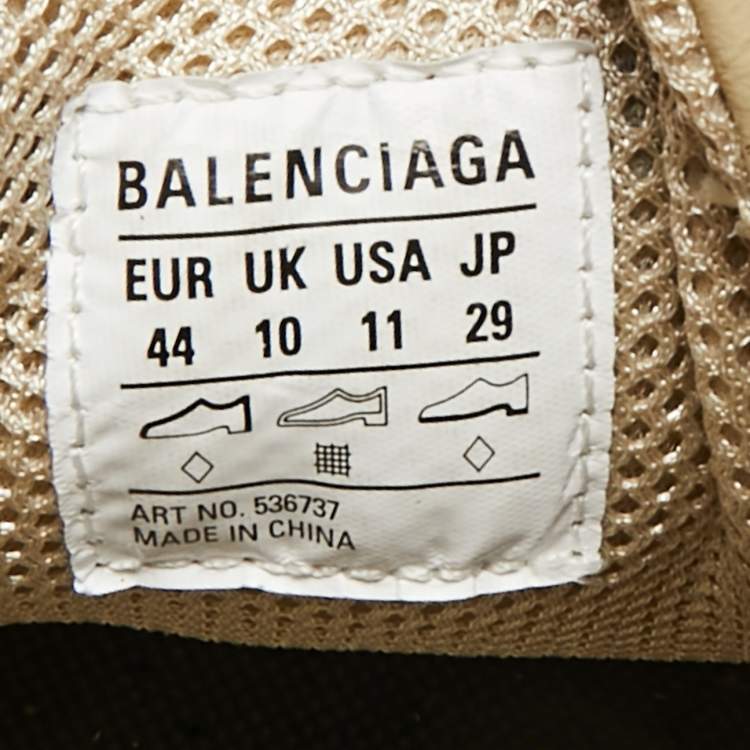 Pre Owned Balenciaga Triple S Allover Logo Size 44 Beige Faux Leather Low Top Sneakers