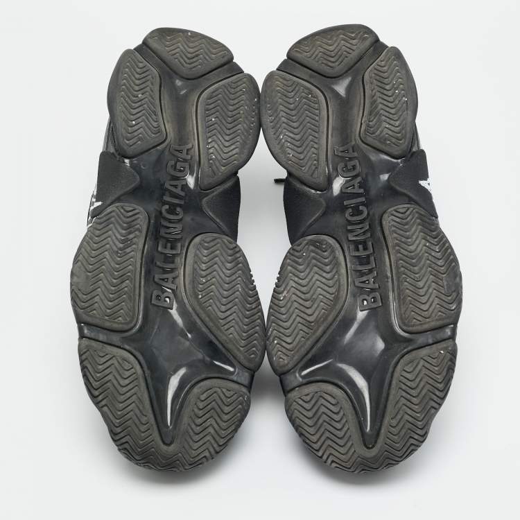 Pre Owned Balenciaga Triple S DIY Metal Size 44 Black Faux Leather Low Top Sneakers