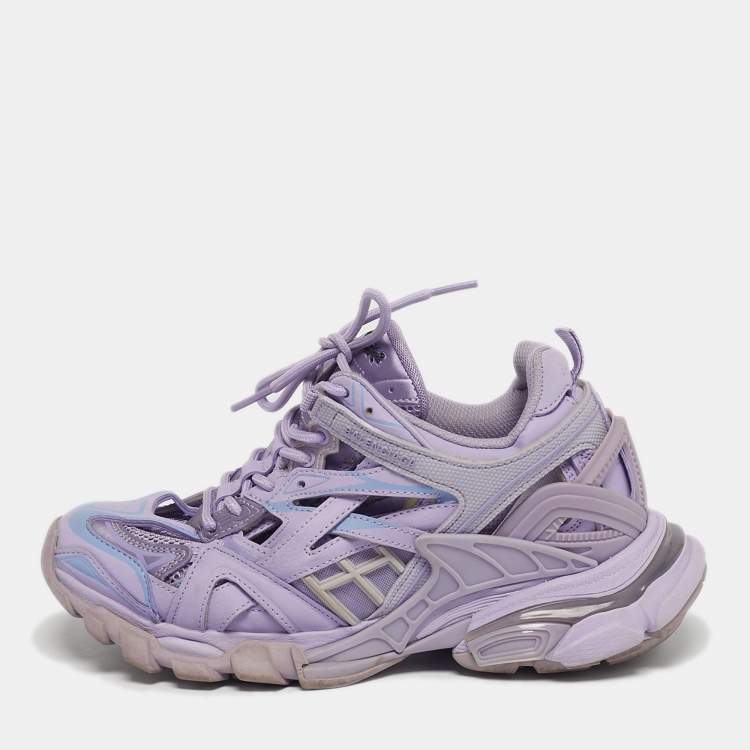 Pre Owned Balenciaga Track 2 Size 38 Purple Leather and Rubber Lace Up Sneakers