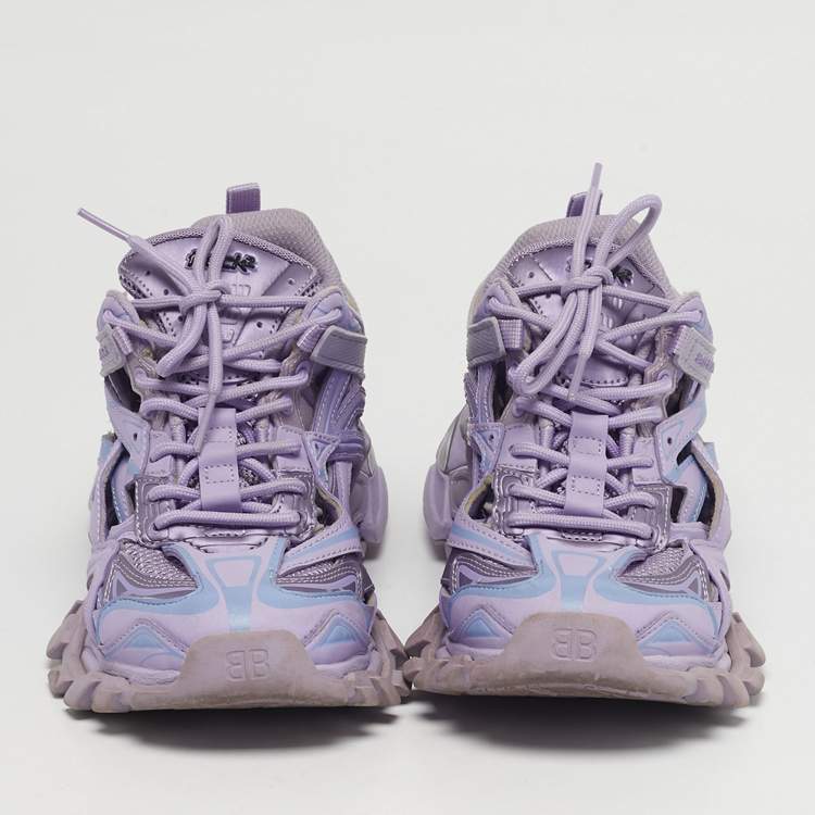 Pre Owned Balenciaga Track 2 Size 38 Purple Leather and Rubber Lace Up Sneakers
