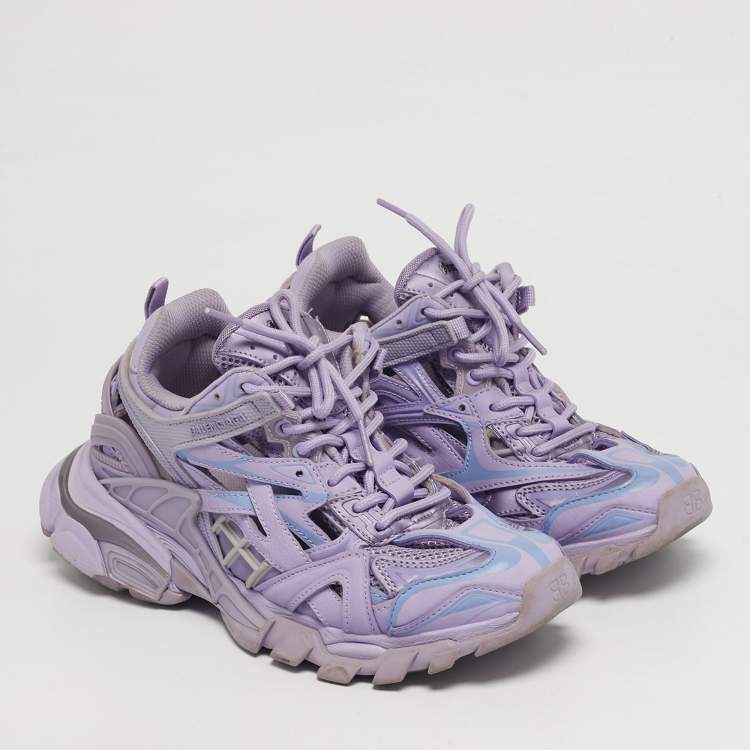 Pre Owned Balenciaga Track 2 Size 38 Purple Leather and Rubber Lace Up Sneakers