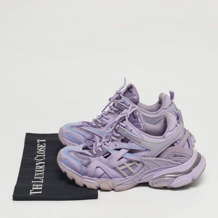 Pre Owned Balenciaga Track 2 Size 38 Purple Leather and Rubber Lace Up Sneakers