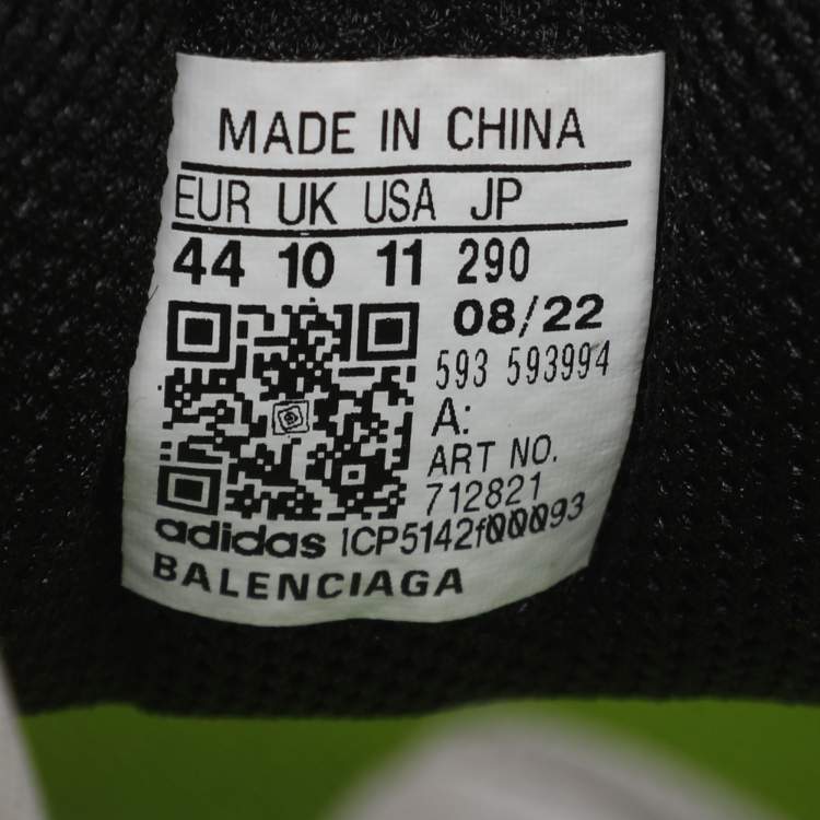 Pre Owned Balenciaga x Adidas Triple S Size 44 Neon Green/Grey Leather and Mesh Low Top Sneakers