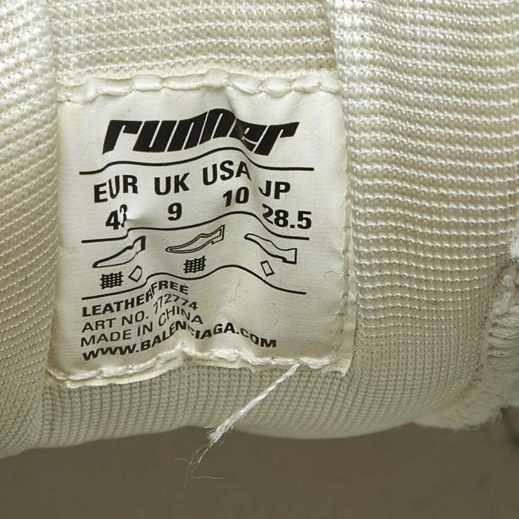 مملوكة مسبقًا Balenciaga Runner Size 43 Black/White Faux Leather and Mesh Lace Up Sneakers