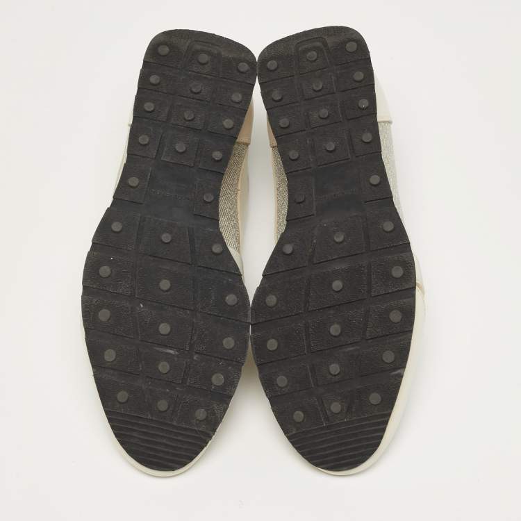 Pre Owned Balenciaga Race Runner Size 41 Grey/White Knit Fabric and Leather Low Top Sneakers