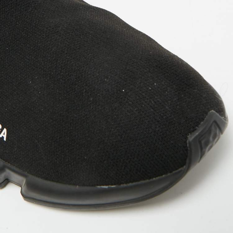Pre Owned Balenciaga Speed Trainer Size 45 Black Knit Fabric High Top Sneakers