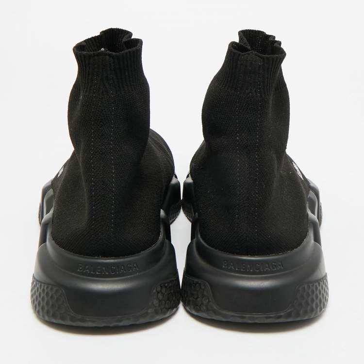 Pre Owned Balenciaga Speed Trainer Size 45 Black Knit Fabric High Top Sneakers