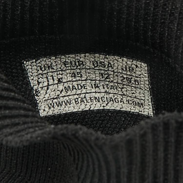 Pre Owned Balenciaga Speed Trainer Size 45 Black Knit Fabric High Top Sneakers