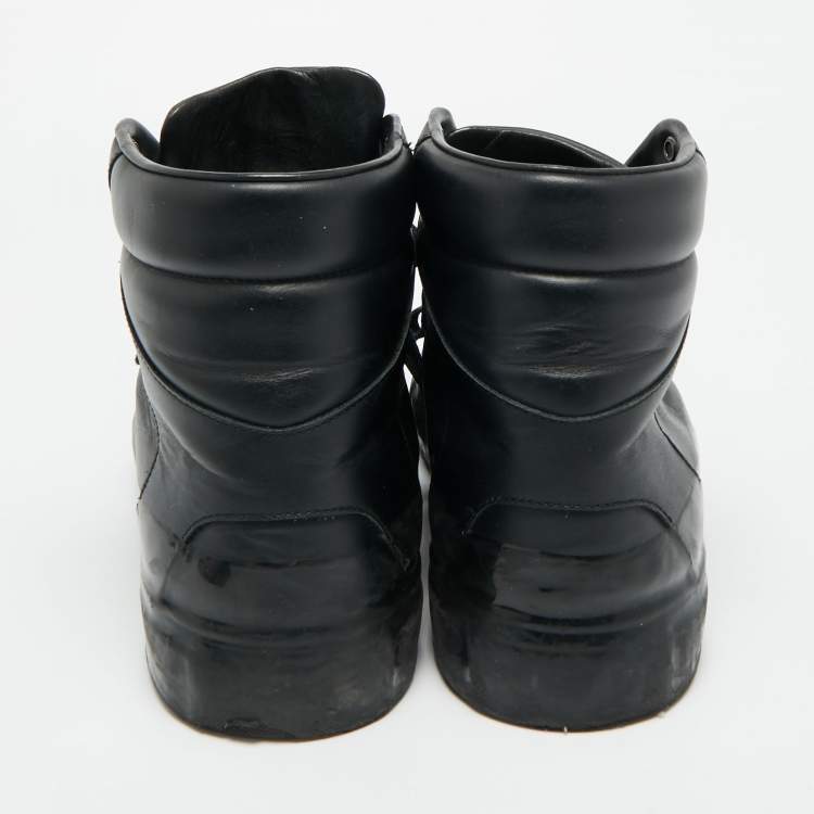 Pre Owned Balenciaga Size 45 Black Leather High Top Sneakers