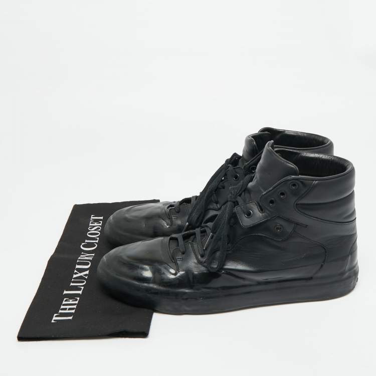 Pre Owned Balenciaga Size 45 Black Leather High Top Sneakers