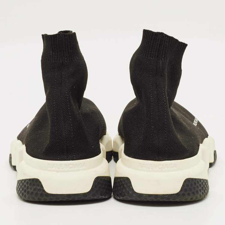 Pre Owned Balenciaga Speed Trainer Size 45 Black Knit Fabric High Top Sneakers