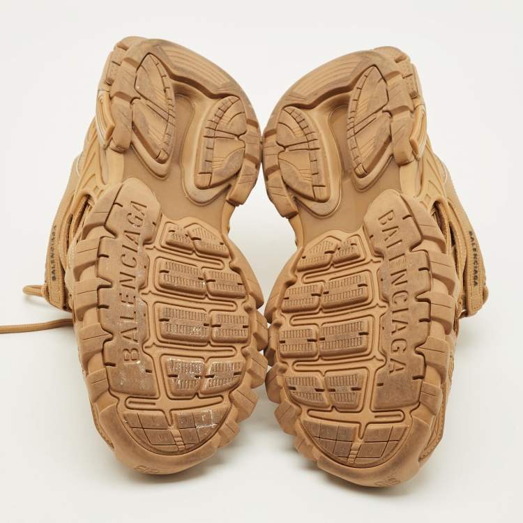 Pre Owned Balenciaga Track 2 Size 40 Brown Faux Leather and Mesh Low Top Sneakers