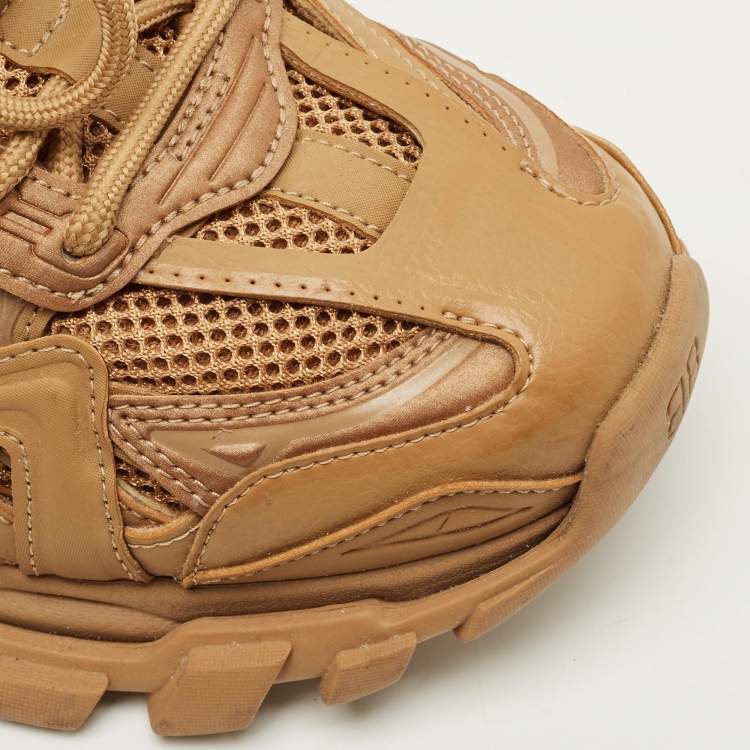 Pre Owned Balenciaga Track 2 Size 40 Brown Faux Leather and Mesh Low Top Sneakers