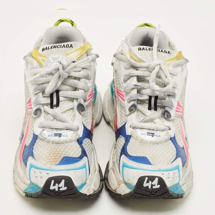 Pre Owned Balenciaga Runner Size 41 Multicolor Faux Leather and Mesh Lace Up Sneakers