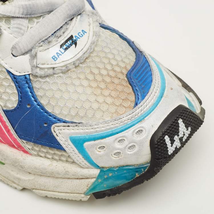 Pre Owned Balenciaga Runner Size 41 Multicolor Faux Leather and Mesh Lace Up Sneakers