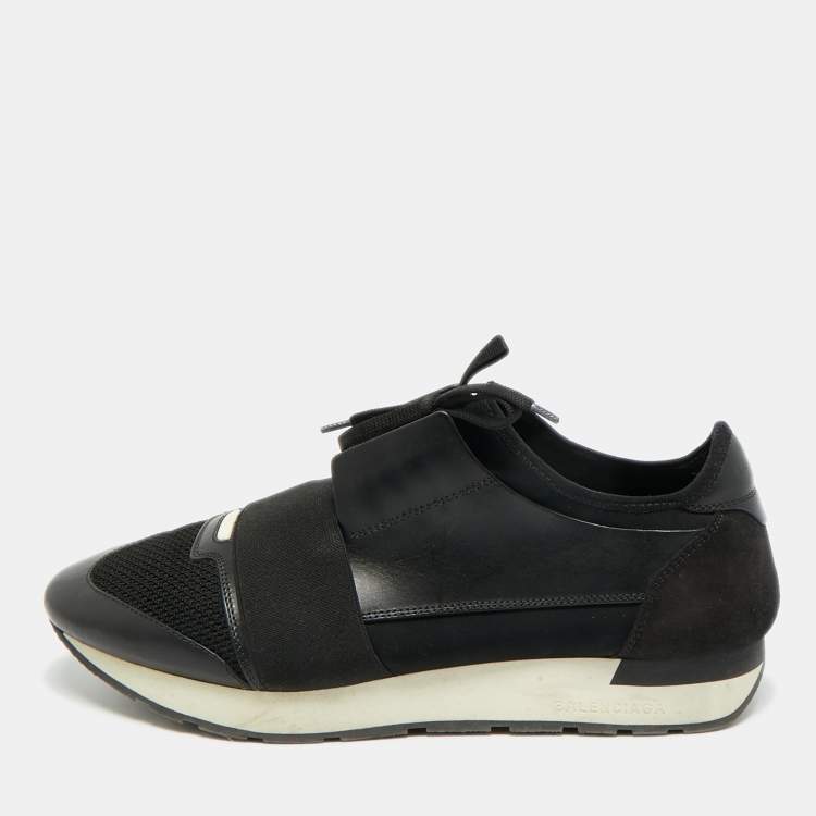 مملوكة مسبقًا Balenciaga Race Runner Size 43 Black Leather and Suede Low Top Sneakers