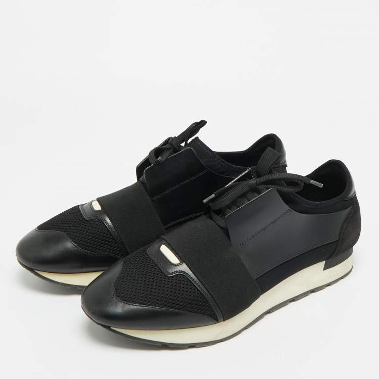 مملوكة مسبقًا Balenciaga Race Runner Size 43 Black Leather and Suede Low Top Sneakers