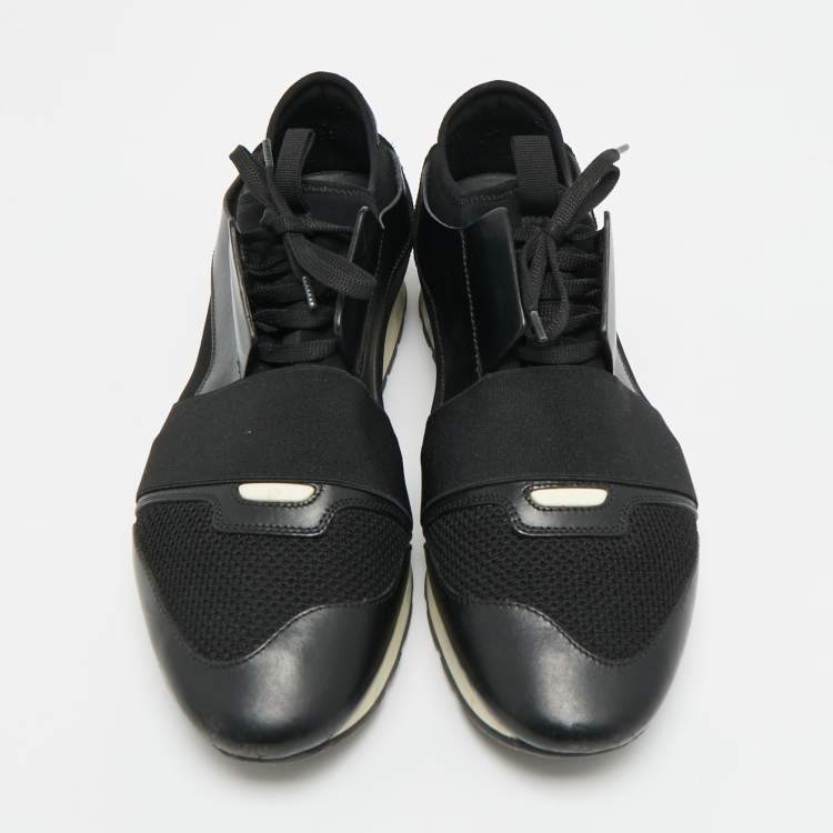 مملوكة مسبقًا Balenciaga Race Runner Size 43 Black Leather and Suede Low Top Sneakers
