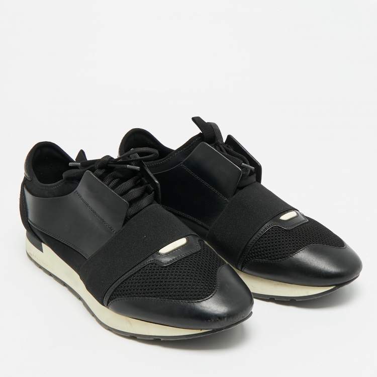 مملوكة مسبقًا Balenciaga Race Runner Size 43 Black Leather and Suede Low Top Sneakers