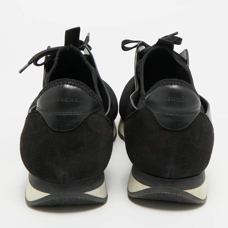 مملوكة مسبقًا Balenciaga Race Runner Size 43 Black Leather and Suede Low Top Sneakers