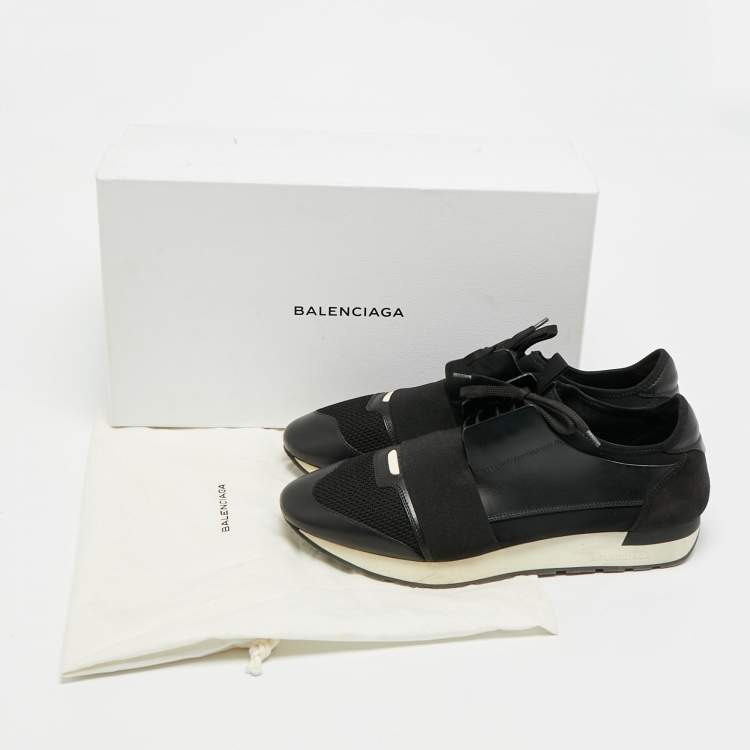 مملوكة مسبقًا Balenciaga Race Runner Size 43 Black Leather and Suede Low Top Sneakers