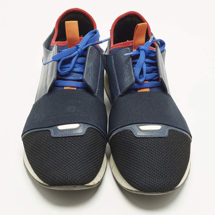 Pre Owned Balenciaga Race Runner Size 43 Multicolor Leather, Mesh and Suede Low Top Sneakers