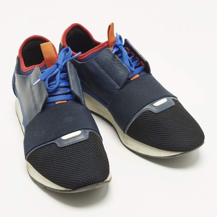 Pre Owned Balenciaga Race Runner Size 43 Multicolor Leather, Mesh and Suede Low Top Sneakers