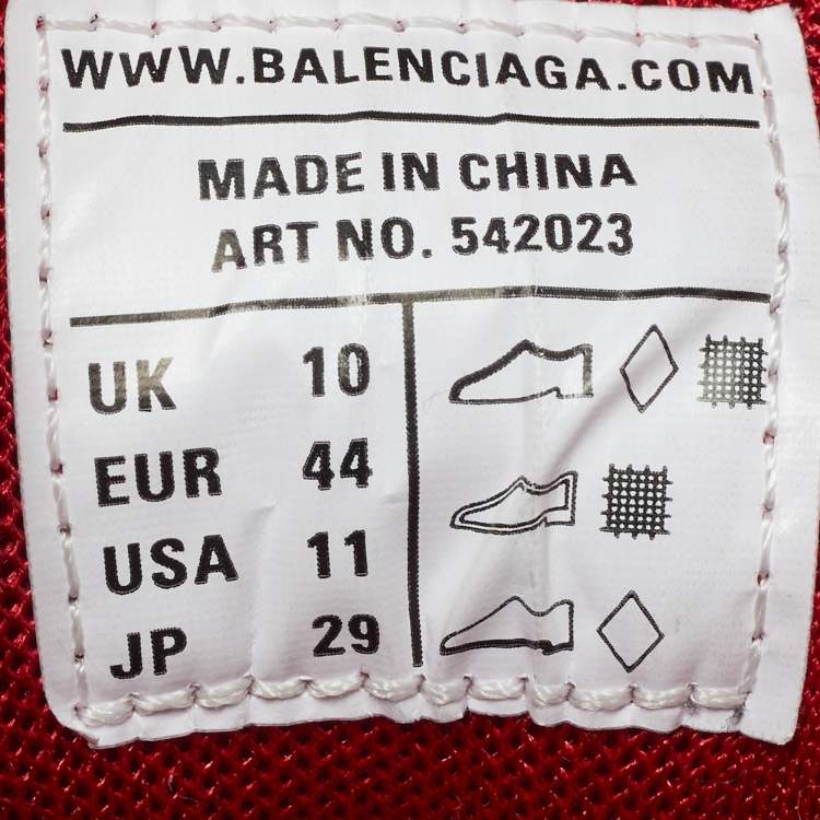 Pre Owned Balenciaga Track Size 44 Red Faux Leather and Mesh Lace Up Sneakers