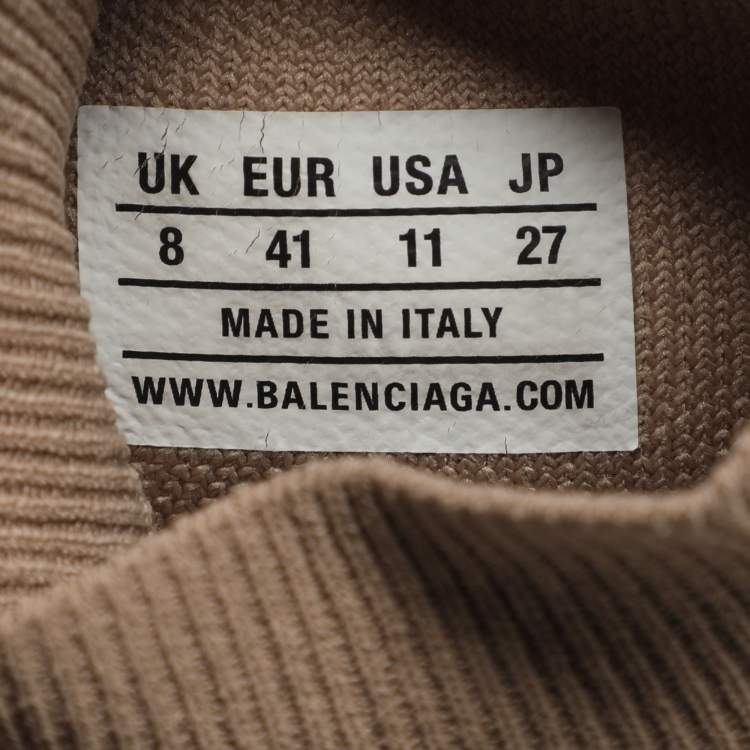 Pre Owned Balenciaga Speed Size 41 Brown Knit Fabric High Top  Sneakers 