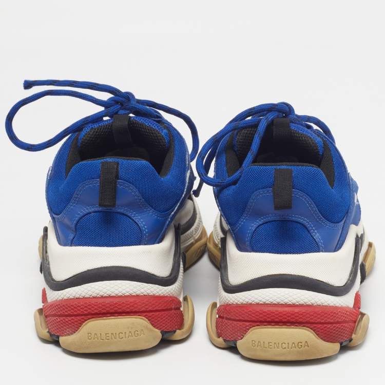 Pre Owned Balenciaga Triple S Clear Size 42 Blue Mesh and Nubuck Leather Lace Up Sneakers
