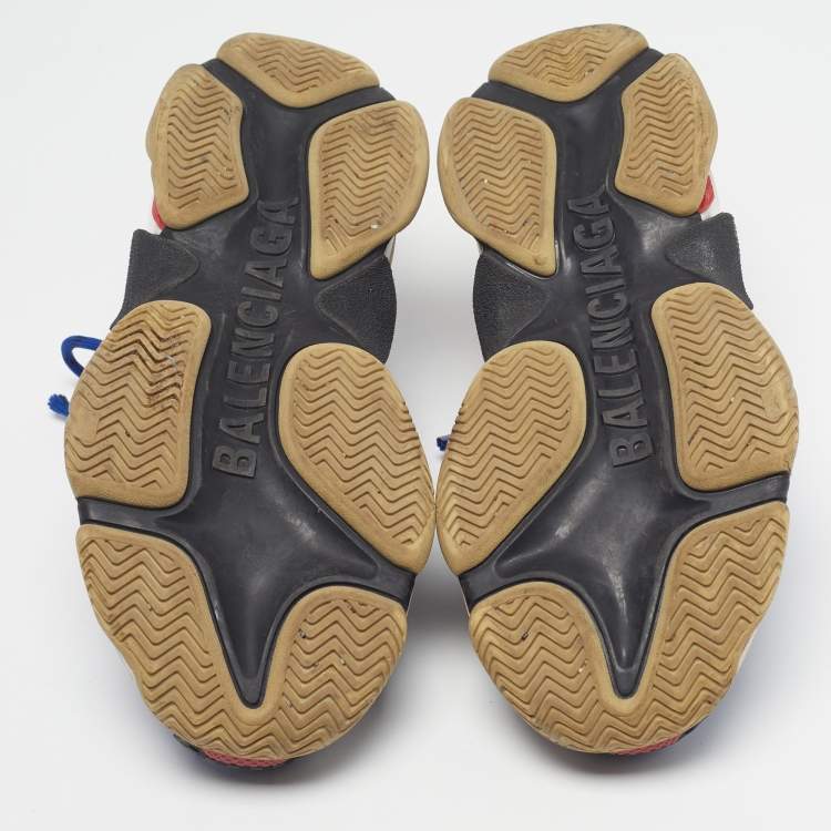 Pre Owned Balenciaga Triple S Clear Size 42 Blue Mesh and Nubuck Leather Lace Up Sneakers