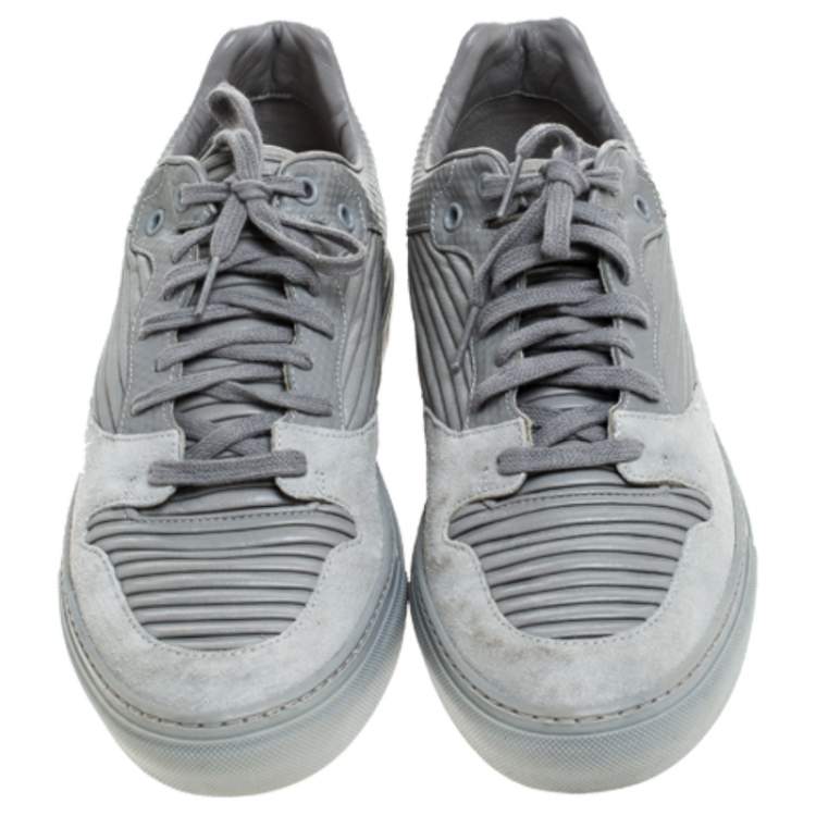 Pre Owned Balenciaga Grey Leather And Suede Low Top Sneaker Size 41
