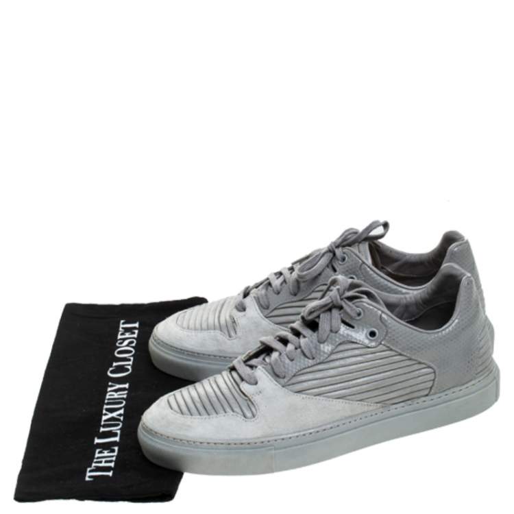 Pre Owned Balenciaga Grey Leather And Suede Low Top Sneaker Size 41