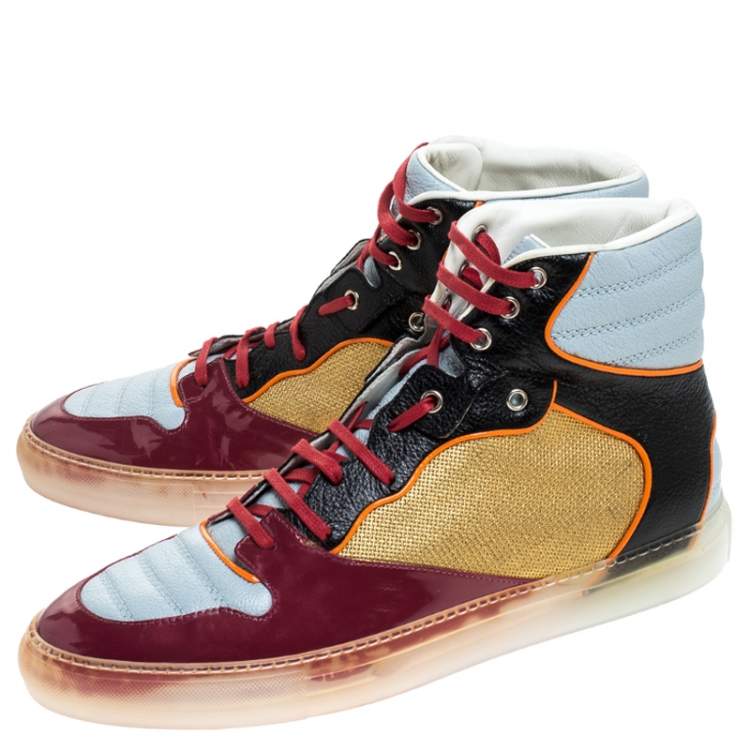 Pre Owned Balenciaga Multicolor Patent Leather High Top Sneakers Size 44