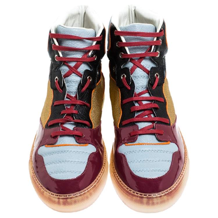 Pre Owned Balenciaga Multicolor Patent Leather High Top Sneakers Size 44