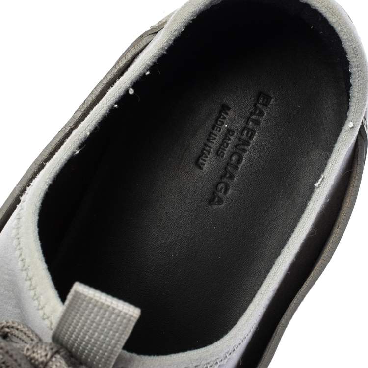 Pre Owned Balenciaga Grey/Beige Mesh,Leather And Suede Race Runners Sneakers Size 40