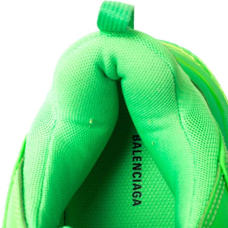 Pre Owned Balenciaga Neon Green Mesh And Leather Triple S Platform Sneakers Size 41