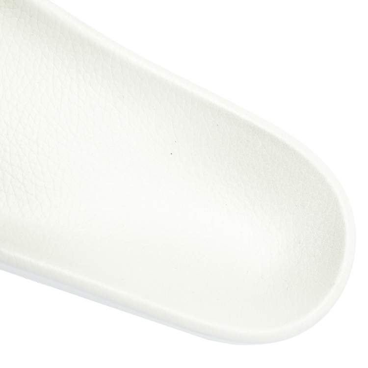 Pre Owned Balenciaga White Leather Logo Slide Sandals Size 41