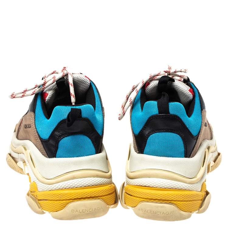 Pre Owned Balenciaga Multicolor Mesh And Leather Triple S Low Top Sneakers Size 41