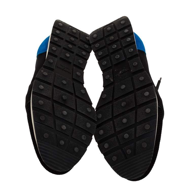 Pre Owned Balenciaga Black/Blue Leather And Mesh Race Runners Sneakers Size 41