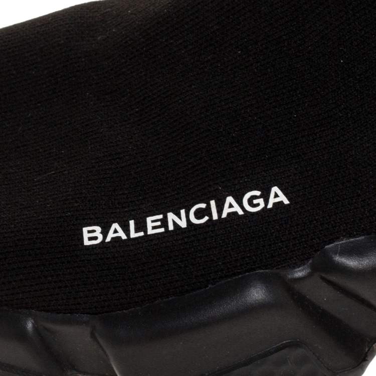 Pre Owned Balenciaga Black Knit Speed High Top Sneakers Size 40