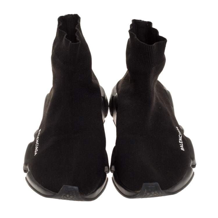 Pre Owned Balenciaga Black Knit Speed High Top Sneakers Size 40