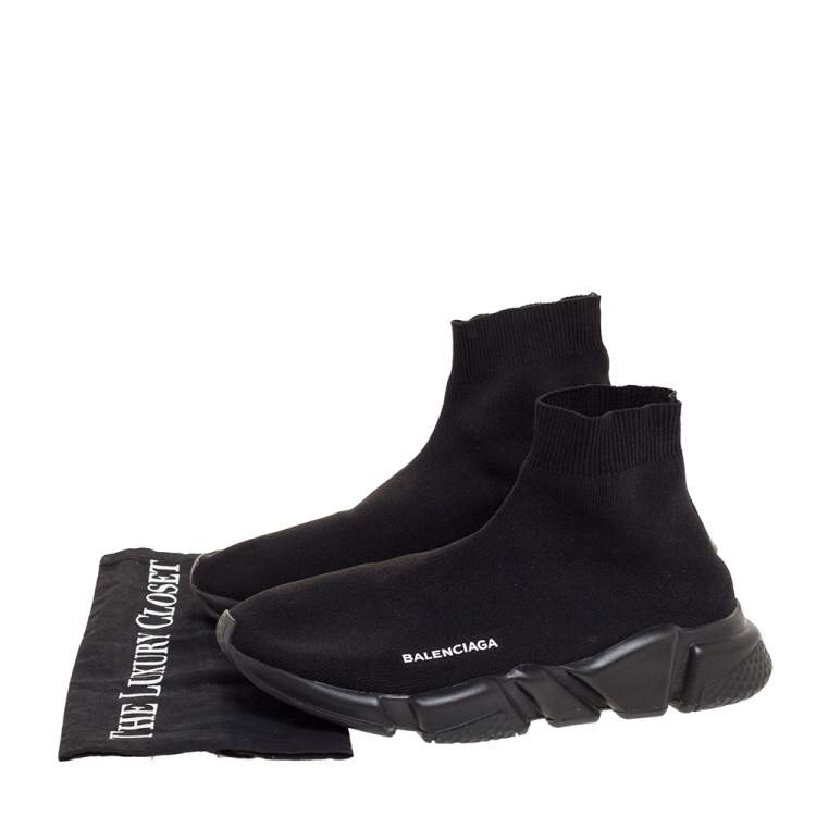 Pre Owned Balenciaga Black Knit Speed High Top Sneakers Size 40