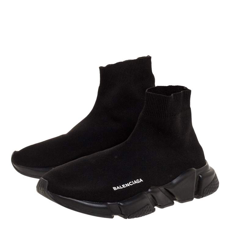 Pre Owned Balenciaga Black Knit Speed High Top Sneakers Size 40