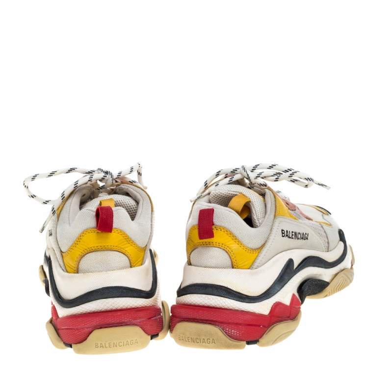 Pre Owned Balenciaga Multicolor Leather and Mesh Triple S Platform Sneakers Size 40