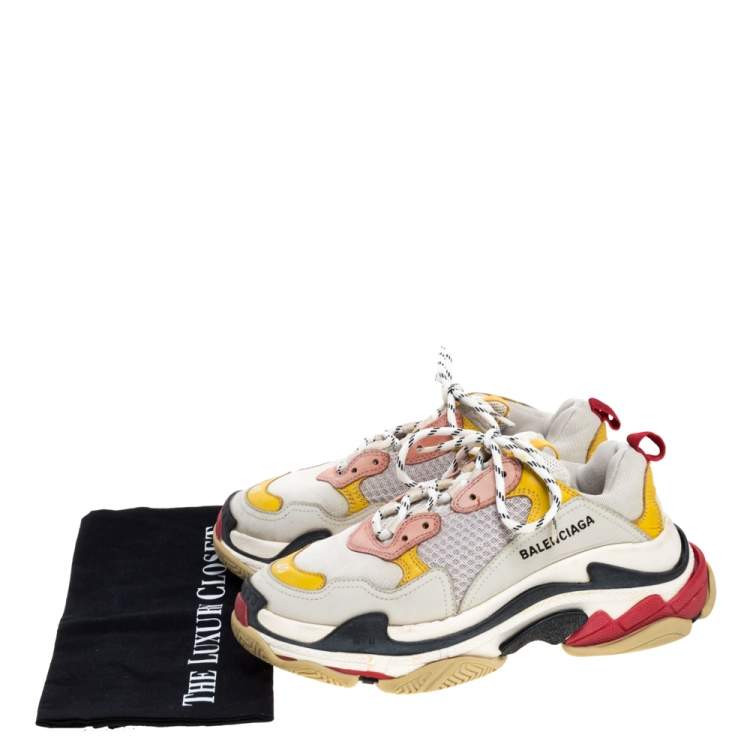 Pre Owned Balenciaga Multicolor Leather and Mesh Triple S Platform Sneakers Size 40