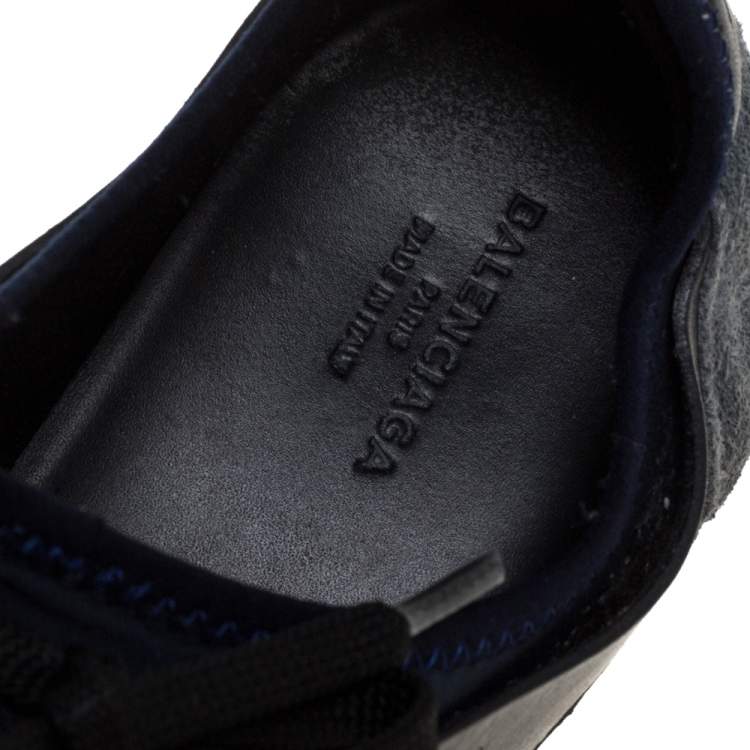 Pre Owned Balenciaga Black/Blue Leather And Mesh Race Runners Sneakers Size 41