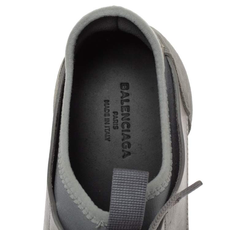 Pre Owned Balenciaga Grey Mesh And Leather Race Runner Sneakers Size 41