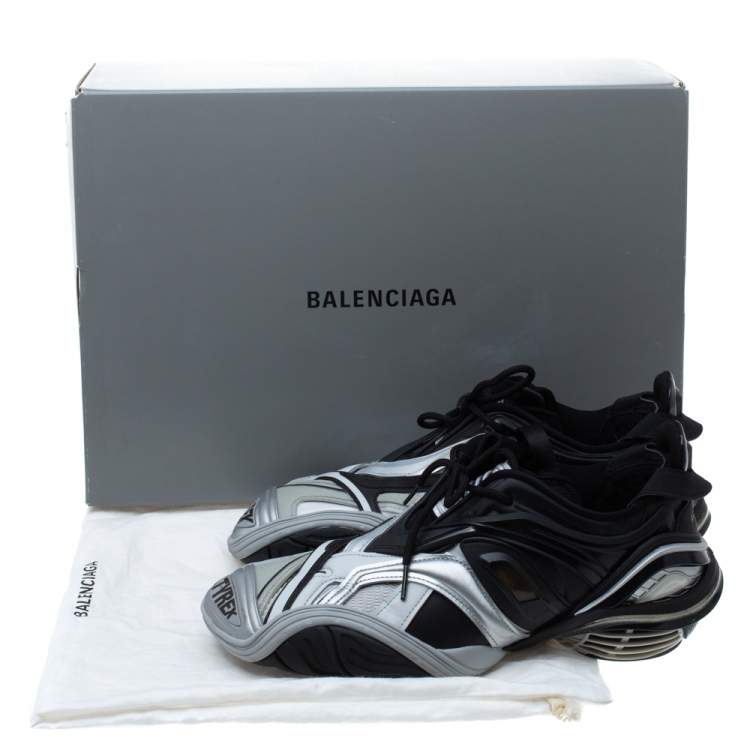 Pre Owned Balenciaga Black/Grey Leather and Rubber Tyrex 2020 Sneakers Size 42